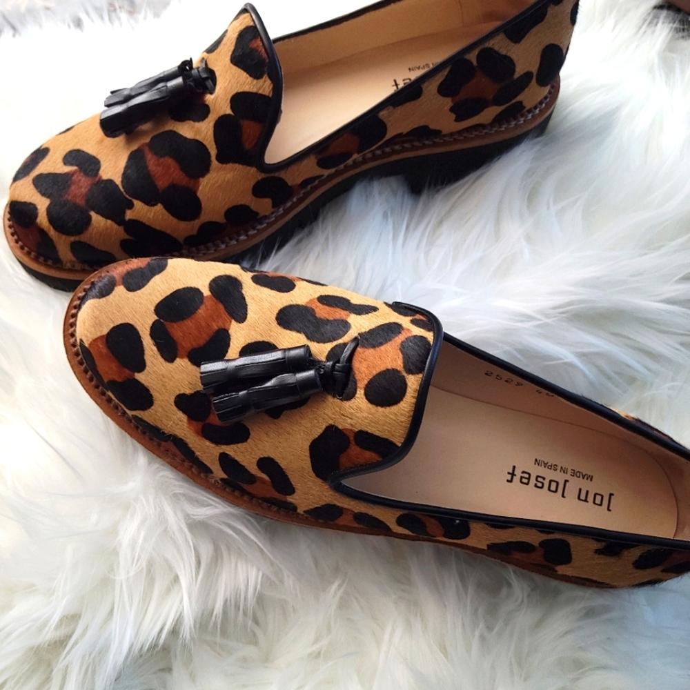 Jon Josef leopard lug sole with tassel loafers